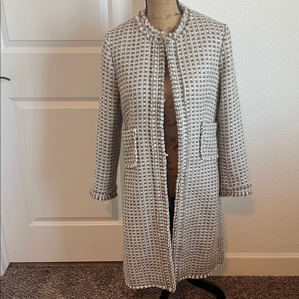 Schumacher Brown, White and Gray Tweed Coat
